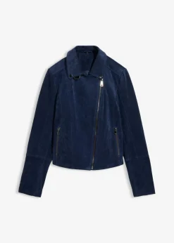 bonprix bonprix Premium|Chaquetas Y Abrigos>Chaqueta motera de ante Azul marino