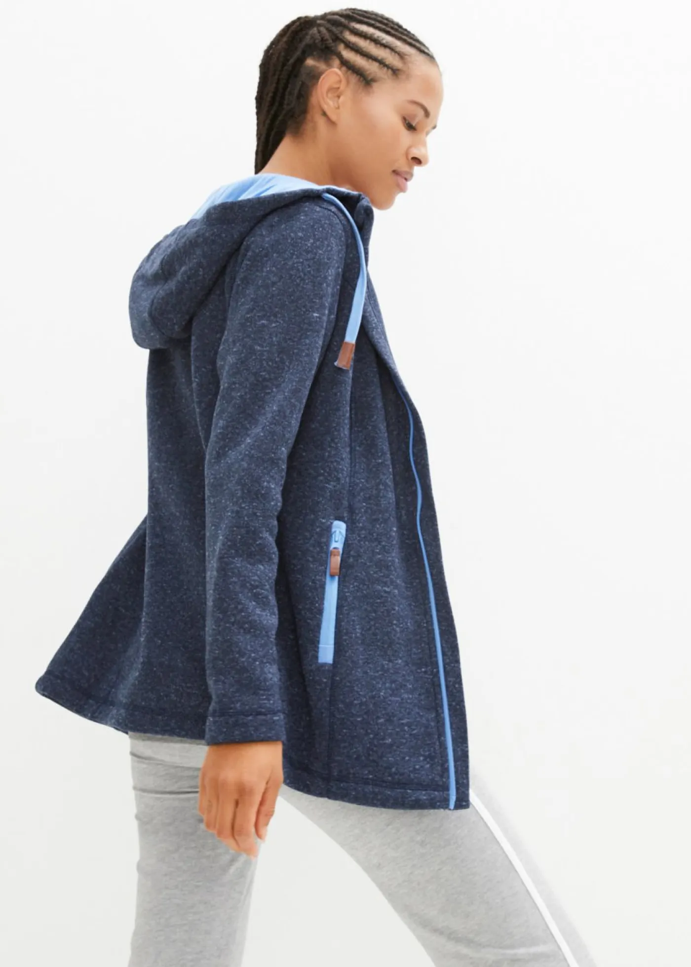 bonprix bonprix Ropa Cómoda|Chaquetas Y Abrigos>Chaqueta polar con capucha azul marino moteado