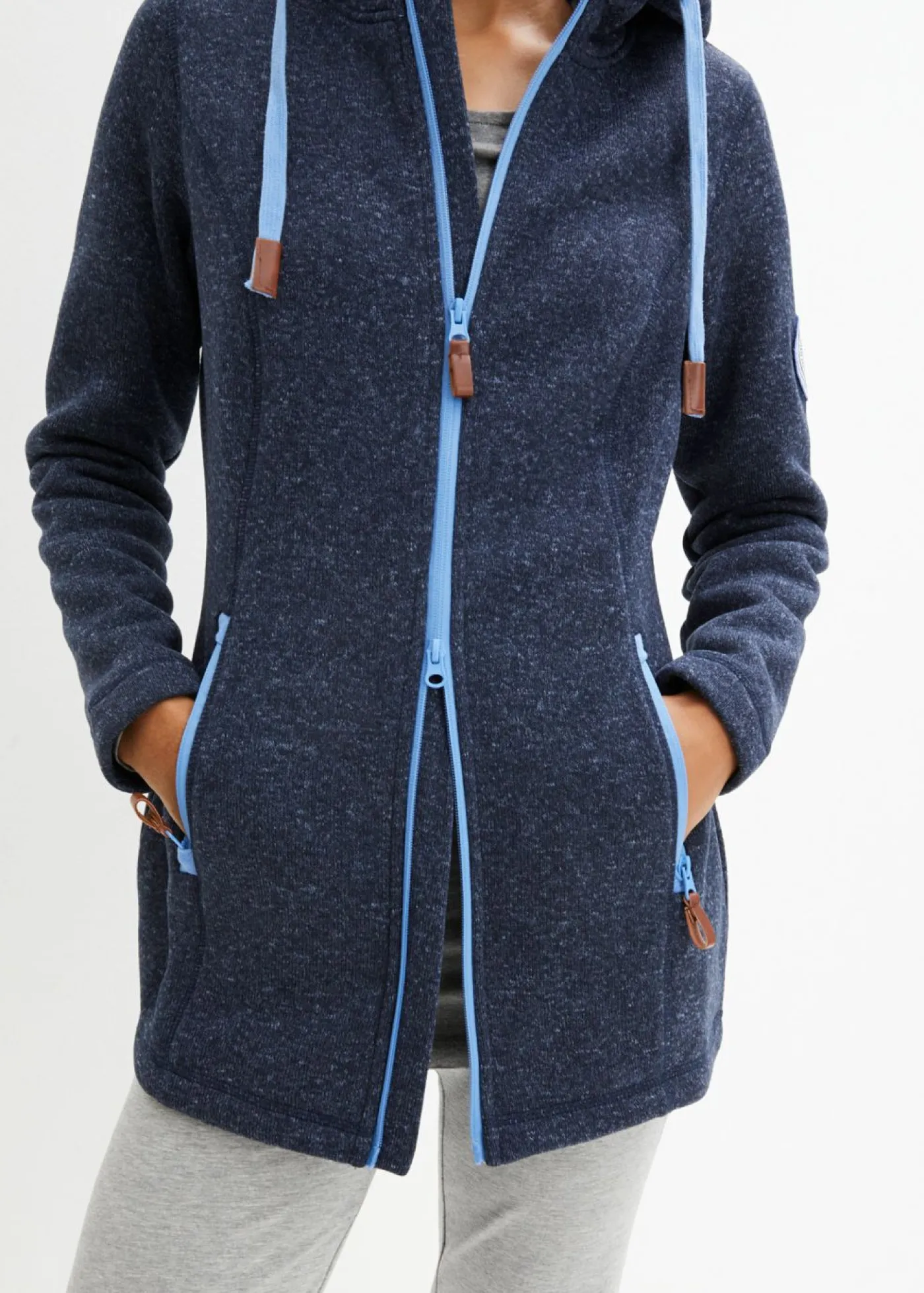bonprix bonprix Ropa Cómoda|Chaquetas Y Abrigos>Chaqueta polar con capucha azul marino moteado