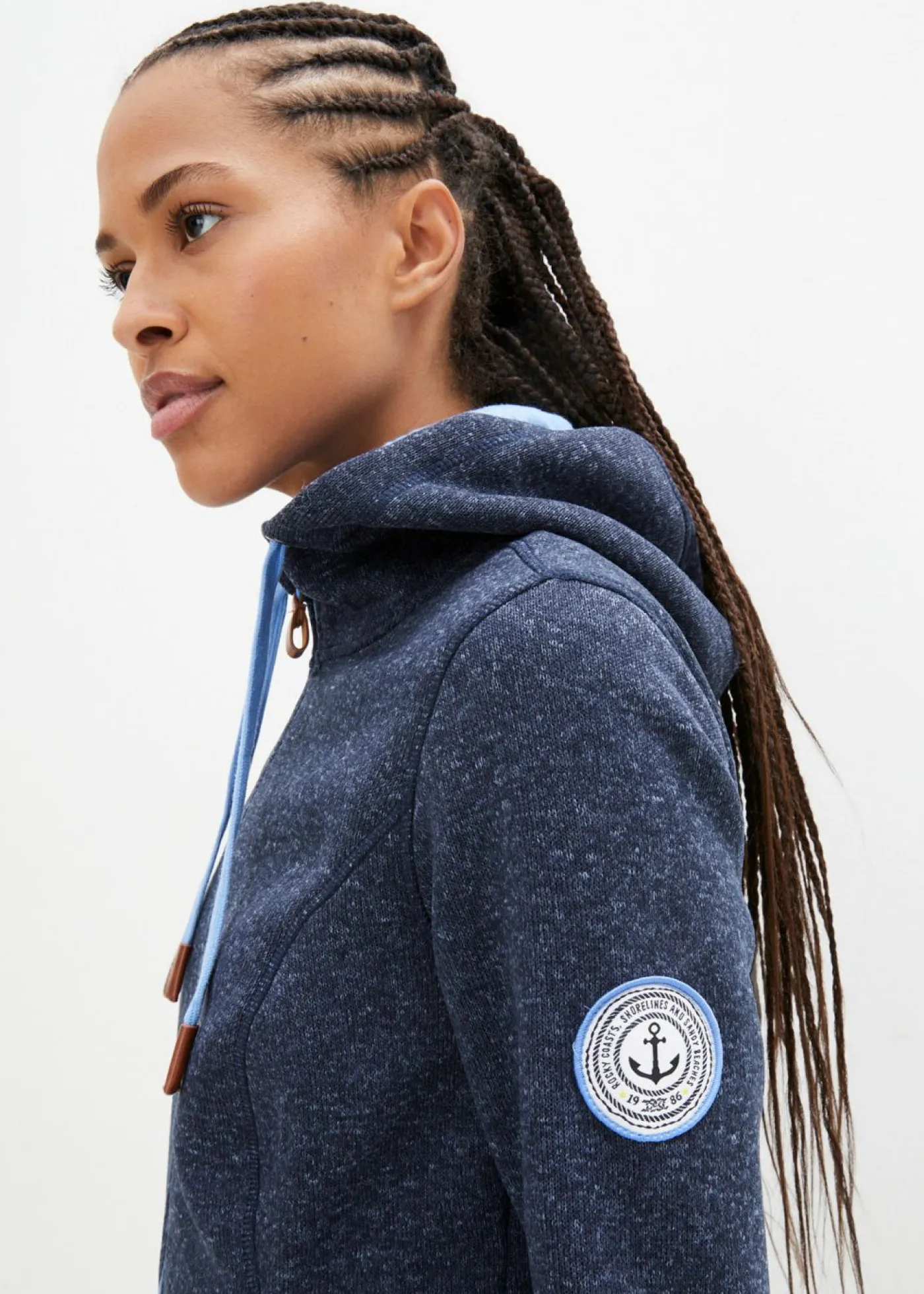 bonprix bonprix Ropa Cómoda|Chaquetas Y Abrigos>Chaqueta polar con capucha azul marino moteado