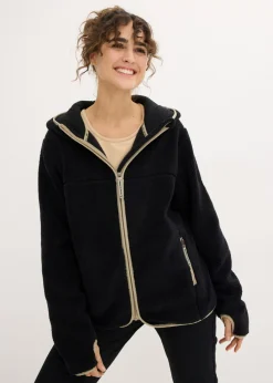 bonprix bonprix Ropa Cómoda|Chaquetas Y Abrigos>Chaqueta polar con capucha Negro