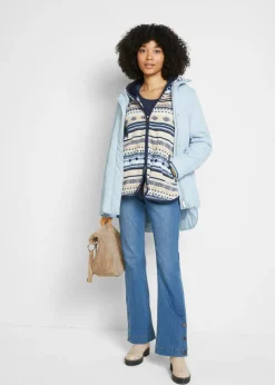 Mujer bonprix bonprix Chaqueta polar con capucha y estampado noruego