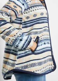 Mujer bonprix bonprix Chaqueta polar con capucha y estampado noruego