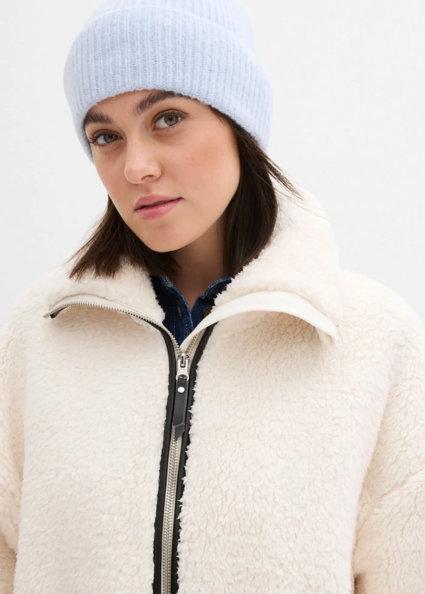 bonprix bonprix Chaquetas Y Abrigos>Chaqueta polar con corte holgado blanco perla