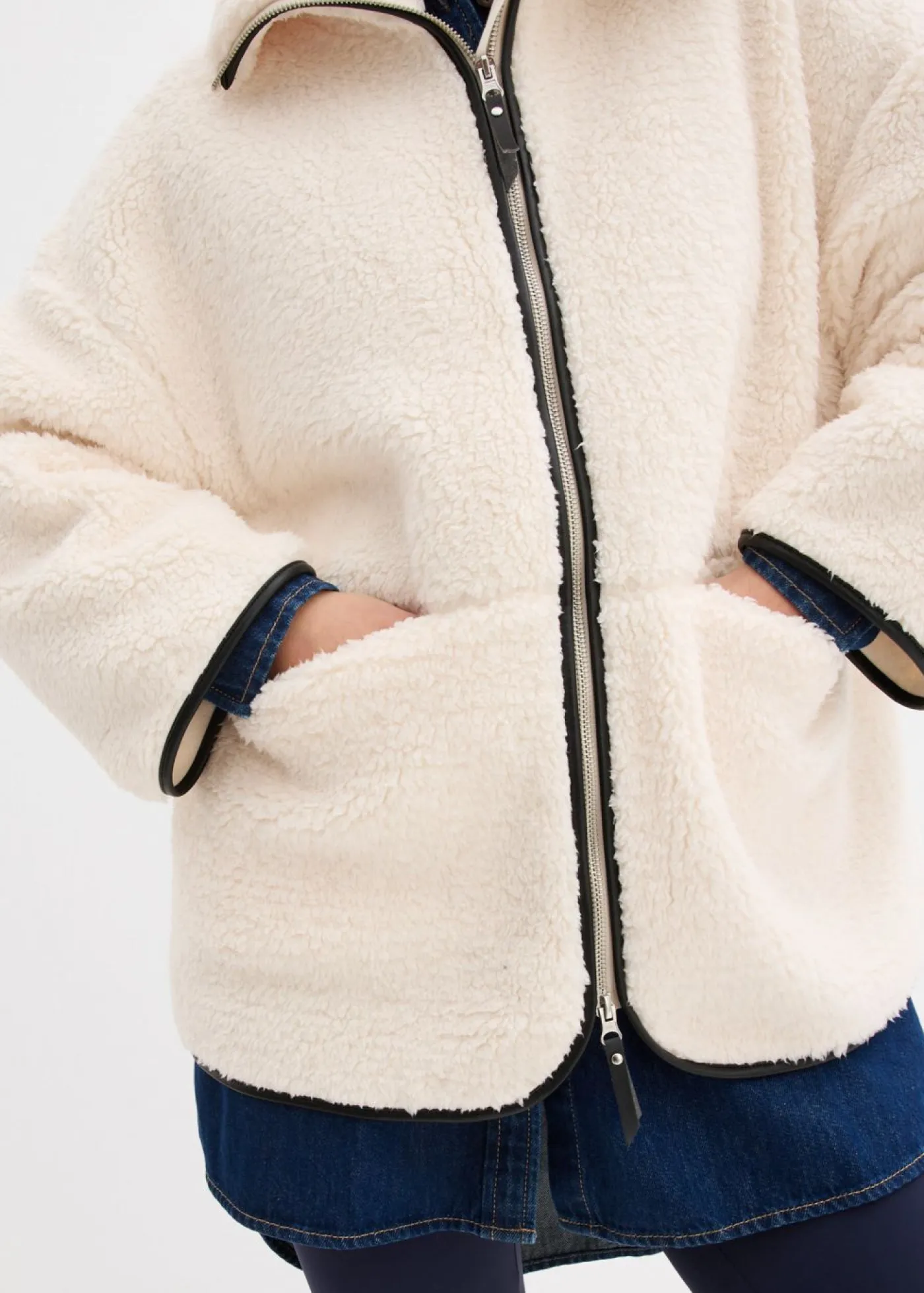 bonprix bonprix Chaquetas Y Abrigos>Chaqueta polar con corte holgado blanco perla