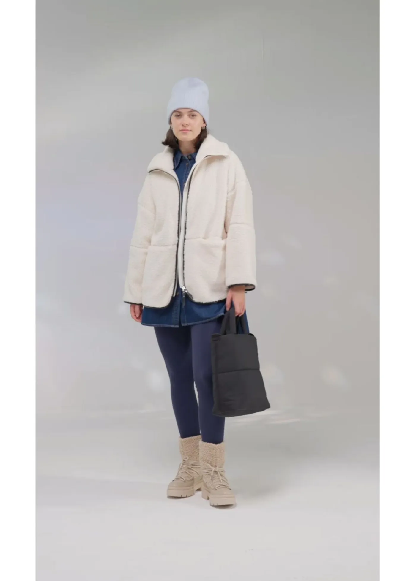 bonprix bonprix Chaquetas Y Abrigos>Chaqueta polar con corte holgado blanco perla