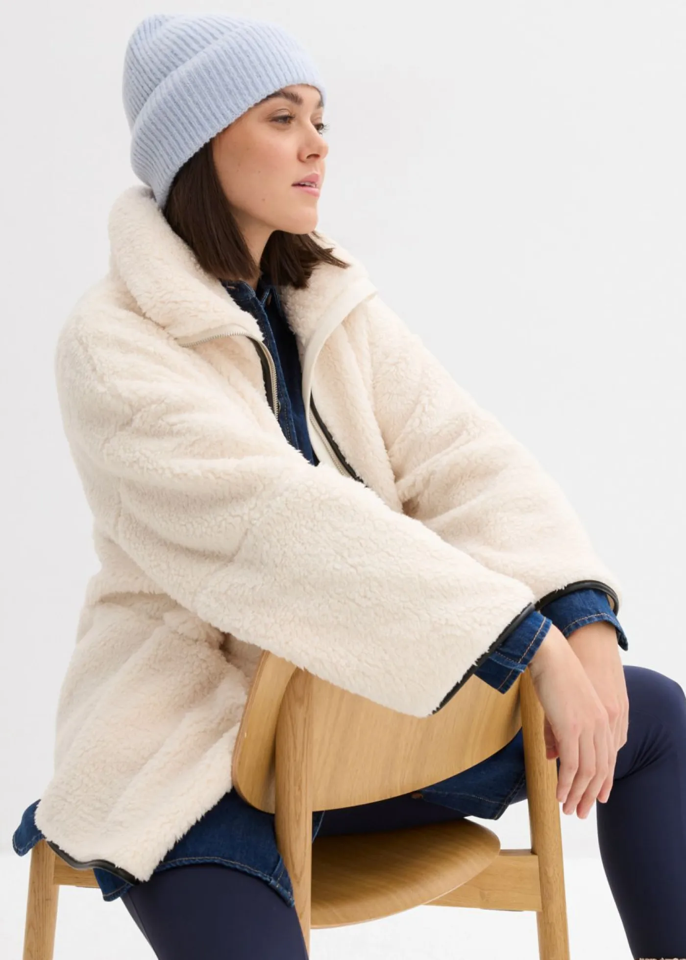 bonprix bonprix Chaquetas Y Abrigos>Chaqueta polar con corte holgado blanco perla