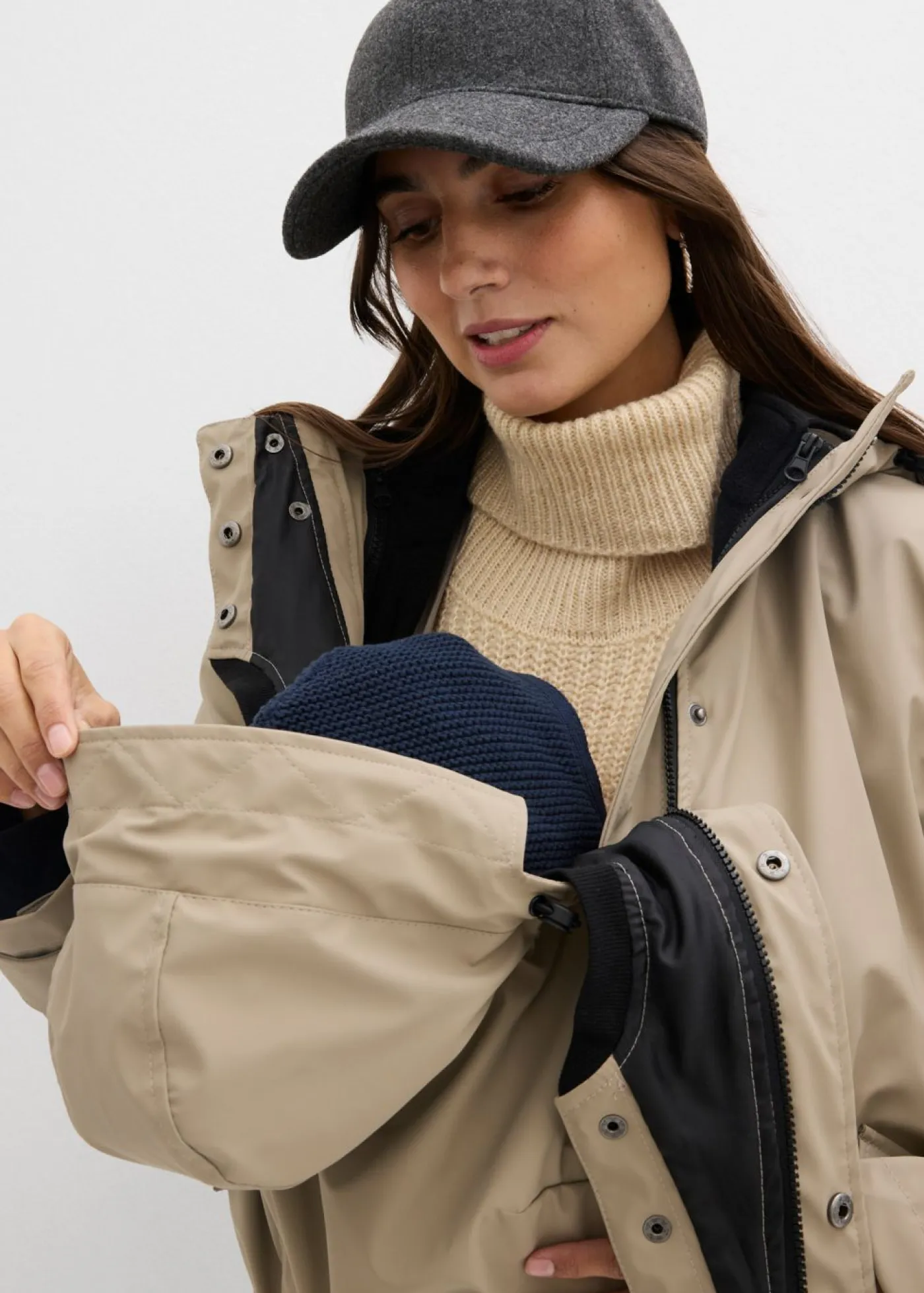 Mujer bonprix bonprix Chaqueta premamá impermeable 6 en 1 con inserto de porteo y chaqueta polar desmontable