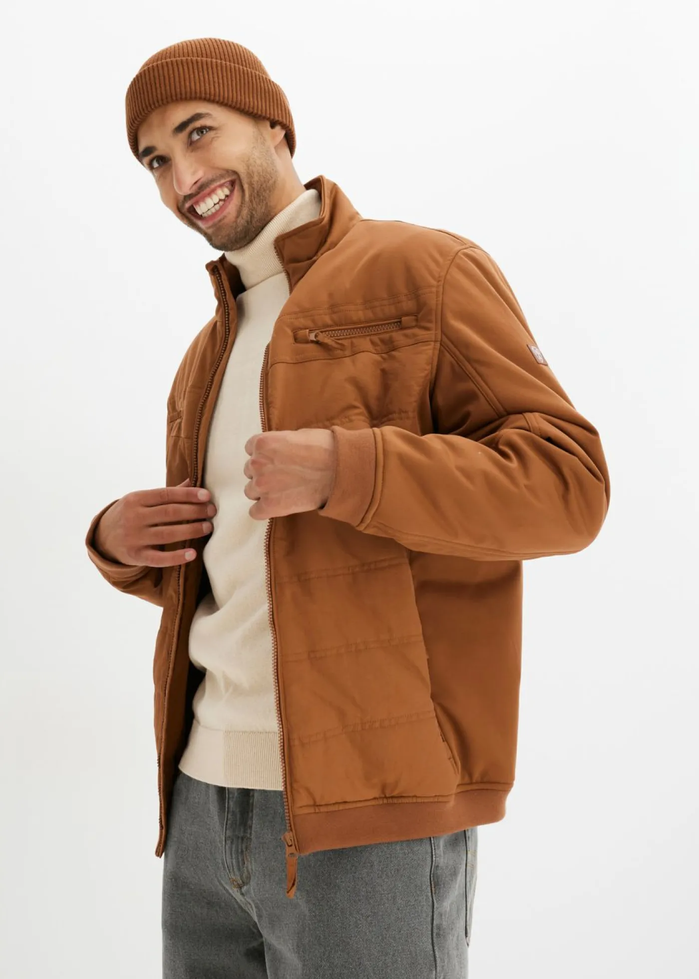 bonprix bonprix Chaquetas Y Abrigos·Chaquetas|Outdoor>Chaqueta softshell acolchada con forma de cazadora marrón