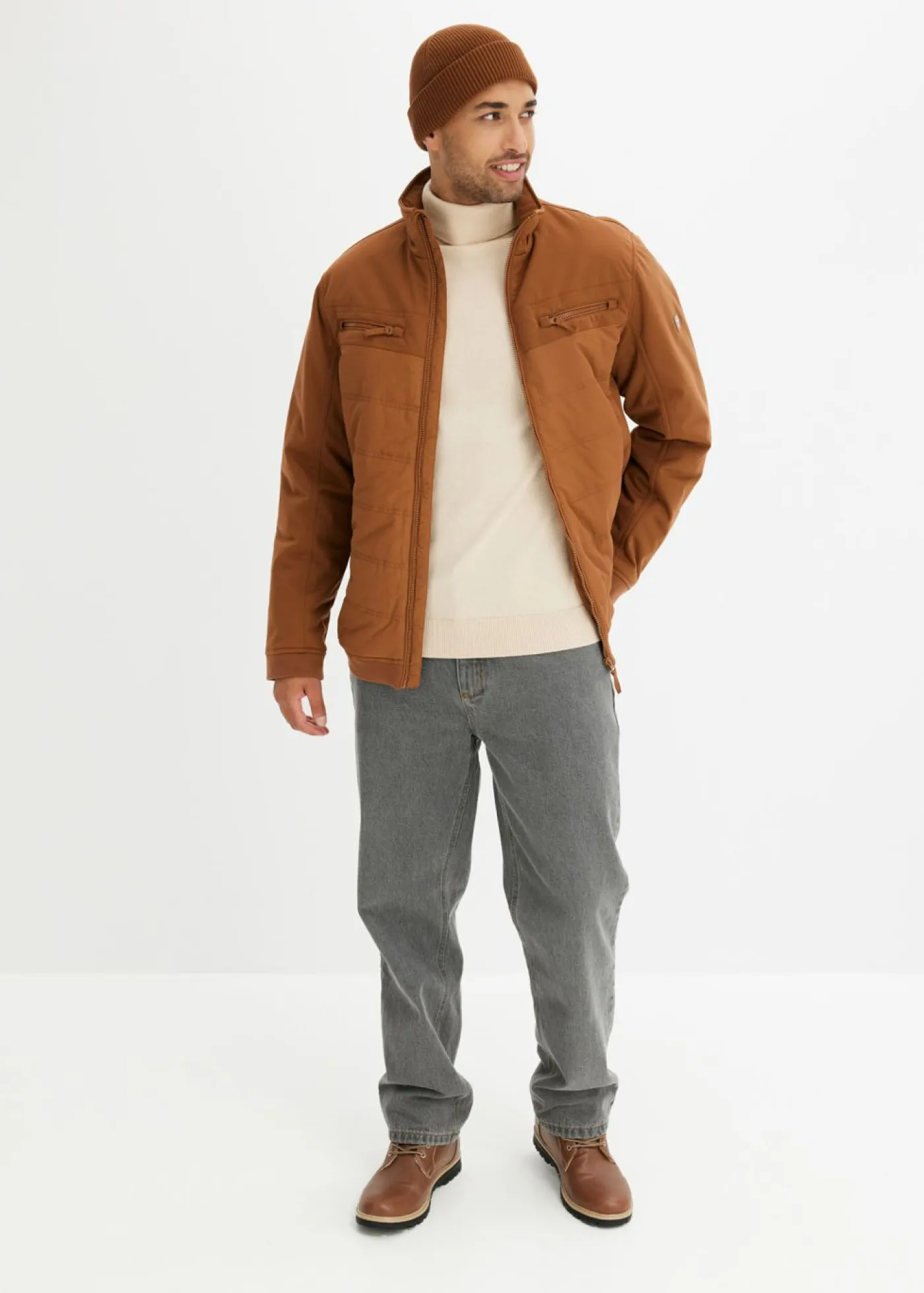 bonprix bonprix Chaquetas Y Abrigos·Chaquetas|Outdoor>Chaqueta softshell acolchada con forma de cazadora marrón