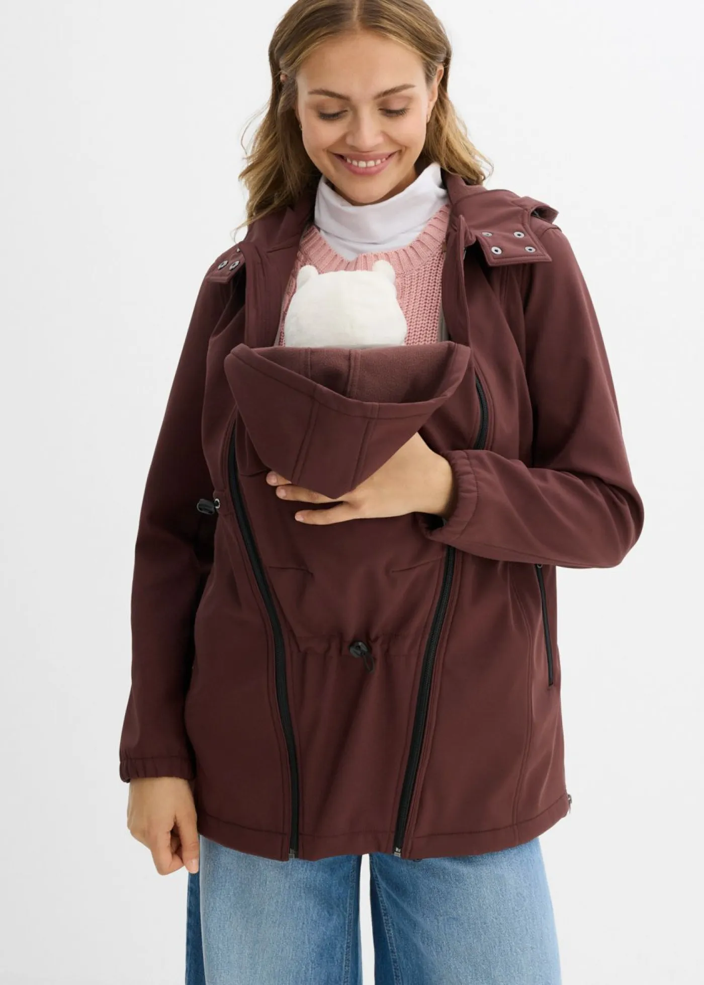 bonprix bonprix Premamá>Chaqueta softshell de porteo/premamá con ancho regulable Marrón tierra