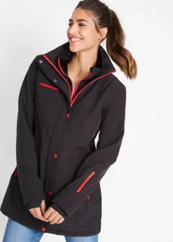 Mujer bonprix bonprix Chaqueta softshell elástica con diseño largo y tejido repelente al agua