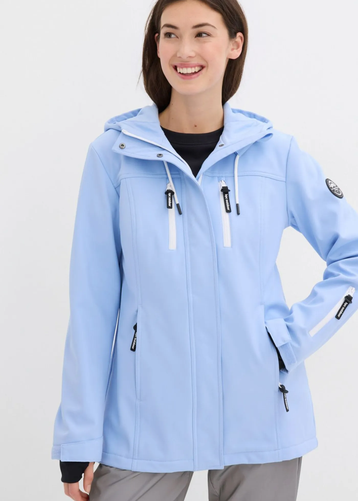 bonprix bonprix Ropa Para El Aire Libre|Ropa Deportiva>Chaqueta softshell repelente al agua Azul perla + blanco