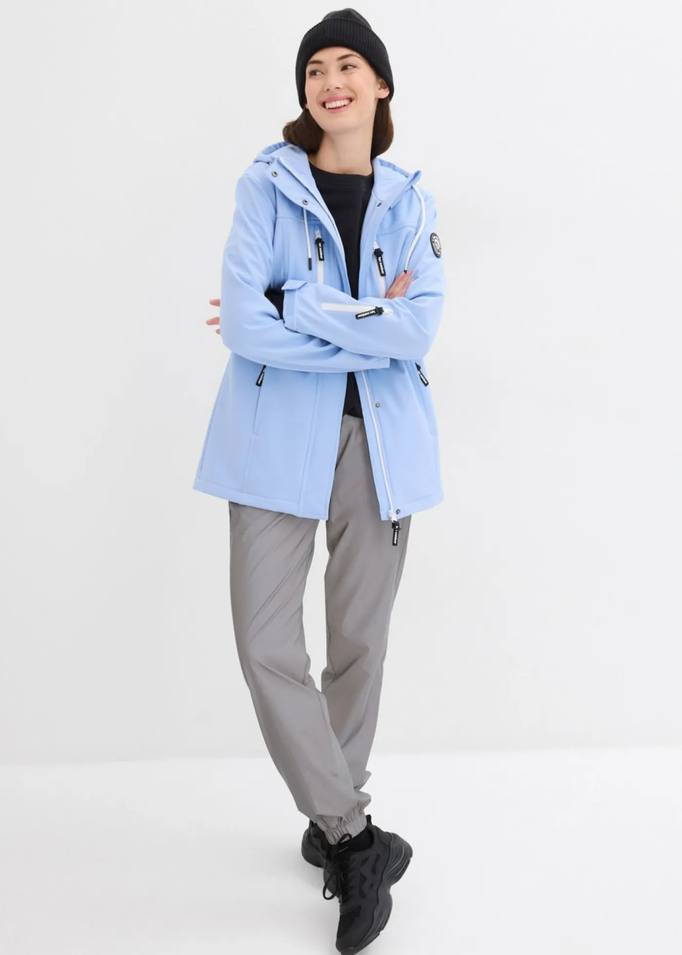 bonprix bonprix Ropa Para El Aire Libre|Ropa Deportiva>Chaqueta softshell repelente al agua Azul perla + blanco