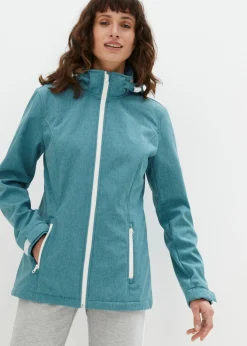 bonprix bonprix Ropa Para El Aire Libre|Ropa Deportiva>Chaqueta softshell repelente al agua turquesa profundo moteado