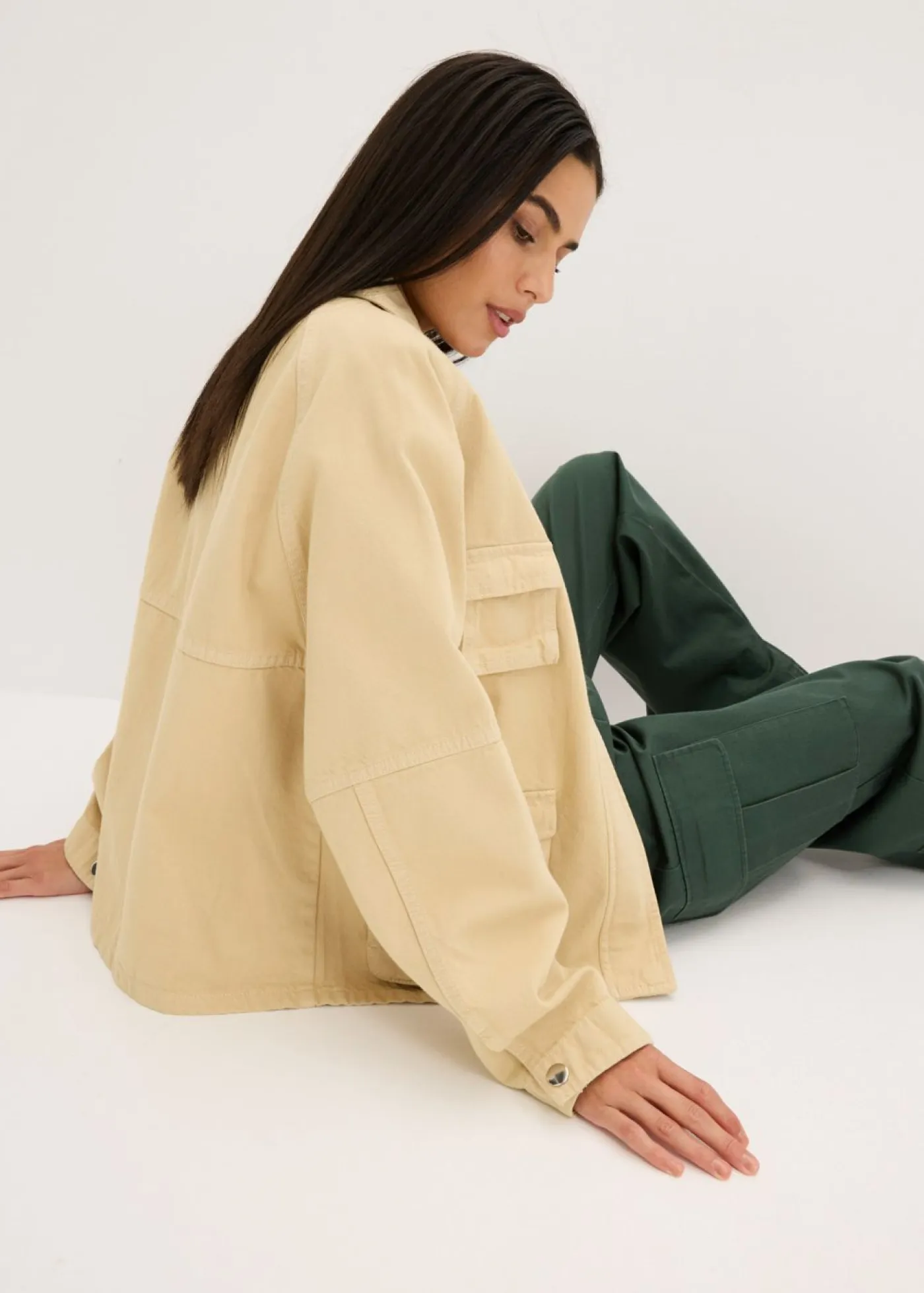 bonprix bonprix Chaquetas Y Abrigos>Chaqueta tipo militar de algodón puro Beige verdoso