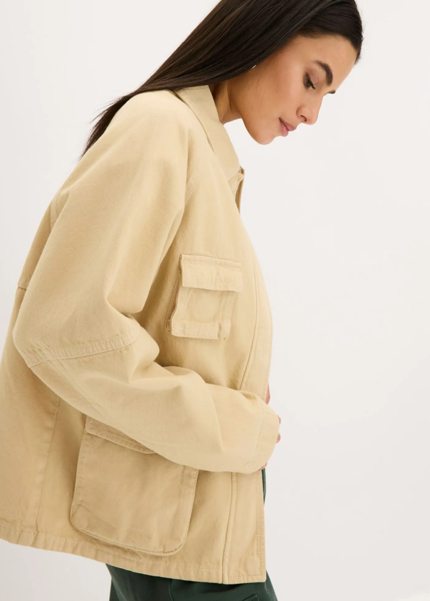 bonprix bonprix Chaquetas Y Abrigos>Chaqueta tipo militar de algodón puro Beige verdoso