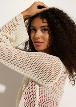 Mujer bonprix bonprix Chaqueta transparente de punto ajour para la playa