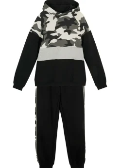 bonprix bonprix Ropa 9 A 16 Años·Sudaderas Y Jerséis|Ropa 9 A 16 Años·Pantalones>Chándal de algodón orgánico puro (conjunto de 2 piezas) Negro estampado