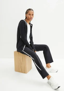 bonprix bonprix Ropa Cómoda|Pantalones>Chándal elástico de algodón (2 piezas) Negro