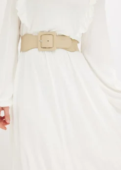 bonprix bonprix Cinturones>Cinturón elástico con hebilla cuadrada Beige verdoso