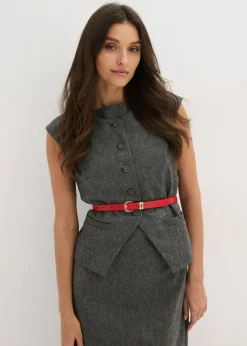 bonprix bonprix Cinturones>Cinturón (2 unidades) con hebilla brillante fresa-negro