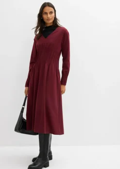 Mujer bonprix bonprix Cómodo vestido de mezcla de viscosa con pinzas decorativas