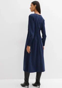 Mujer bonprix bonprix Cómodo vestido de mezcla de viscosa con pinzas decorativas