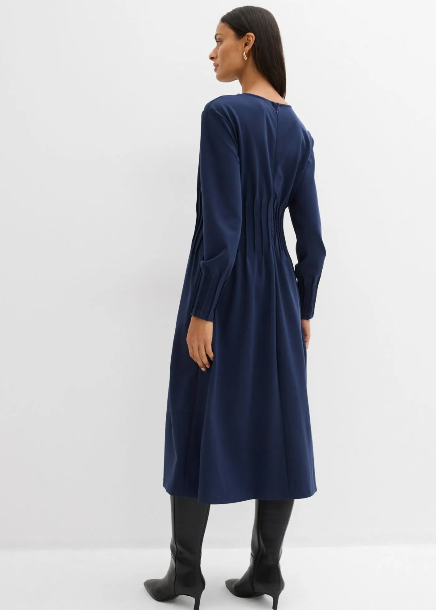 Mujer bonprix bonprix Cómodo vestido de mezcla de viscosa con pinzas decorativas