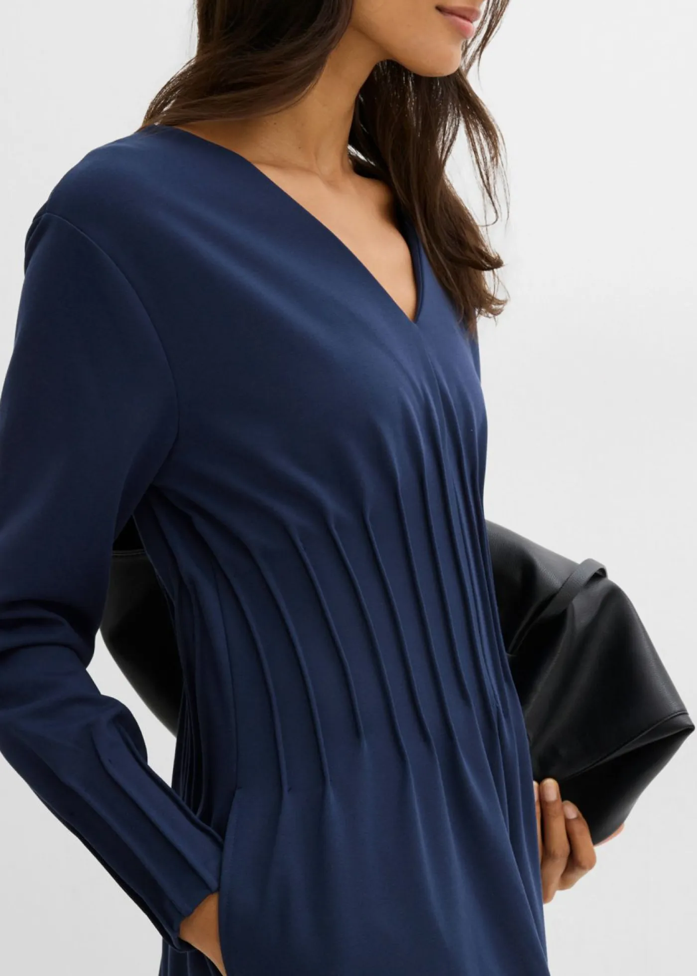 Mujer bonprix bonprix Cómodo vestido de mezcla de viscosa con pinzas decorativas