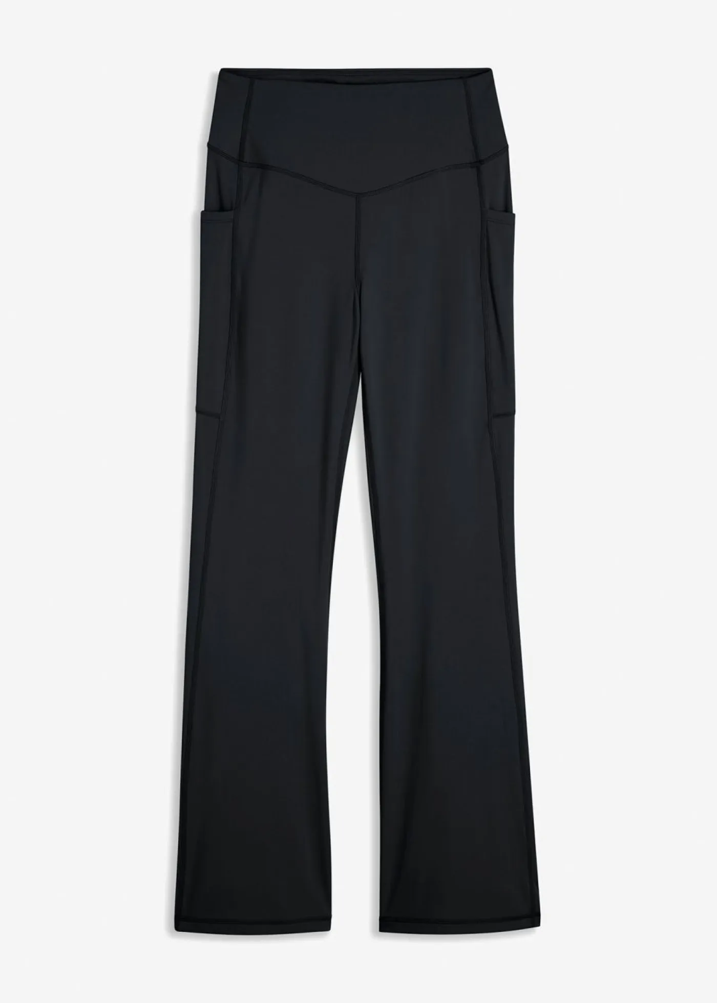 bonprix bonprix Ropa Deportiva|Pantalones>Cómodos leggings deportivos con bolsillo para móvil, corte acampanado y material de secado rápido Negro