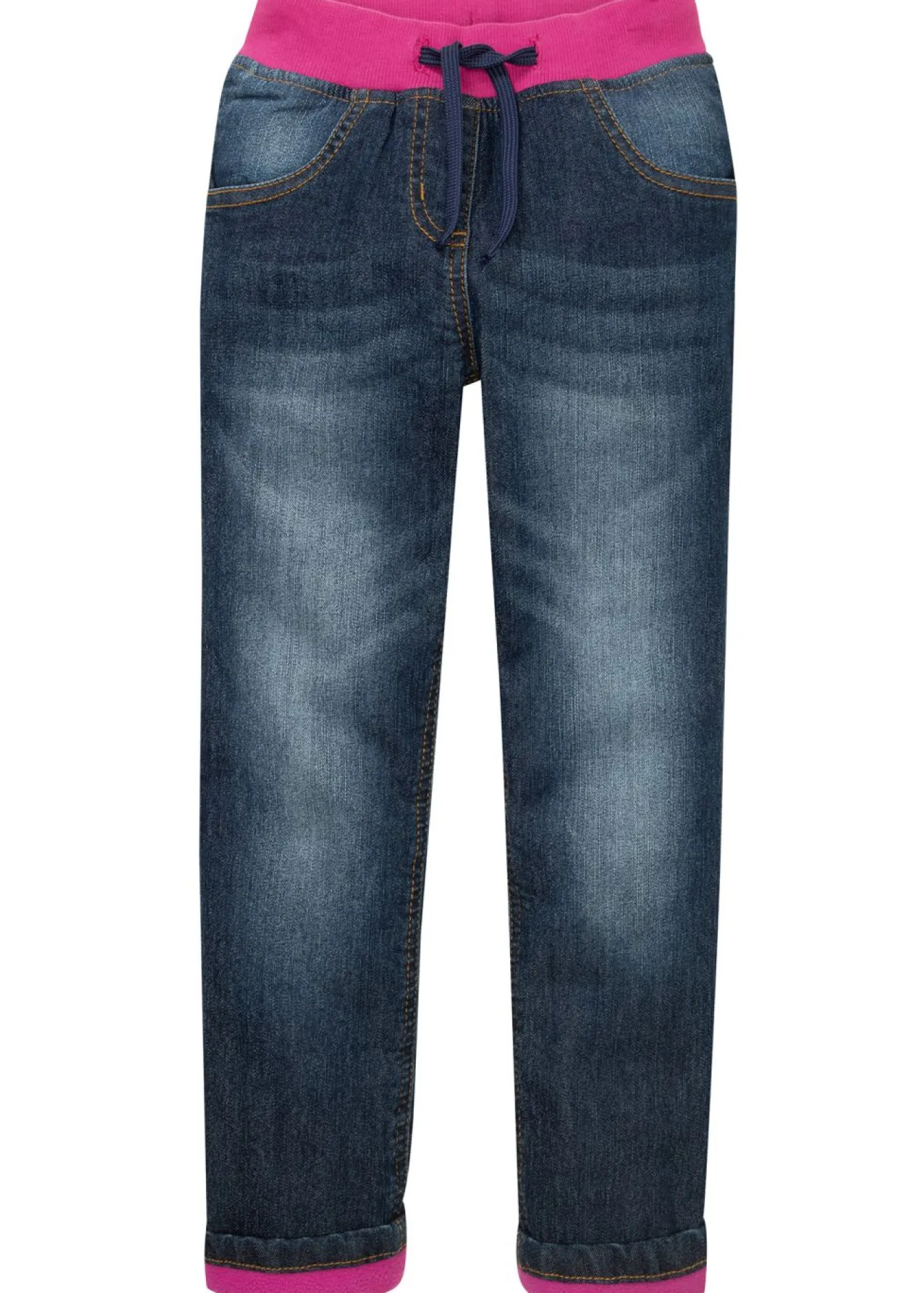 bonprix bonprix Ropa 2 A 9 Años·Pantalones Y Vaqueros|Ropa 2 A 9 Años·Prendas Exteriores Y Outdoor>Cómodos vaqueros térmicos con forro polar azul oscuro denim / fucsia