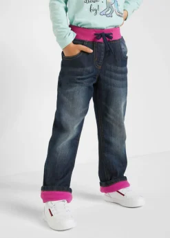 bonprix bonprix Ropa 2 A 9 Años·Pantalones Y Vaqueros|Ropa 2 A 9 Años·Prendas Exteriores Y Outdoor>Cómodos vaqueros térmicos con forro polar azul oscuro denim / fucsia