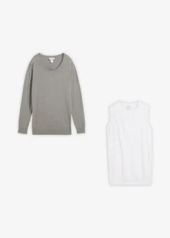 Mujer bonprix bonprix Conjunto 3 en 1 compuesto por jersey premamá y top de lactancia de punto de algodón