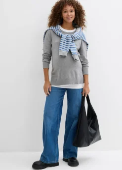 Mujer bonprix bonprix Conjunto 3 en 1 compuesto por jersey premamá y top de lactancia de punto de algodón