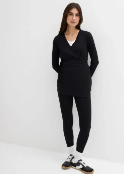 bonprix bonprix Premamá>Conjunto de camiseta cruzada premamá con cómodos leggings (2 piezas) Negro