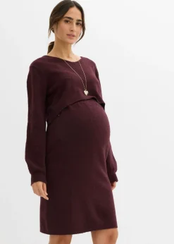 bonprix bonprix Premamá>Conjunto de punto de jersey y falda para bebé rojo burdeos