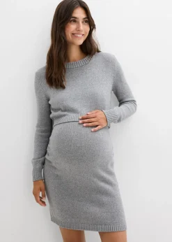 bonprix bonprix Premamá>Conjunto premamá de 2 piezas compuesto por jersey y falda de algodón con hilo brillante Gris jaspeado