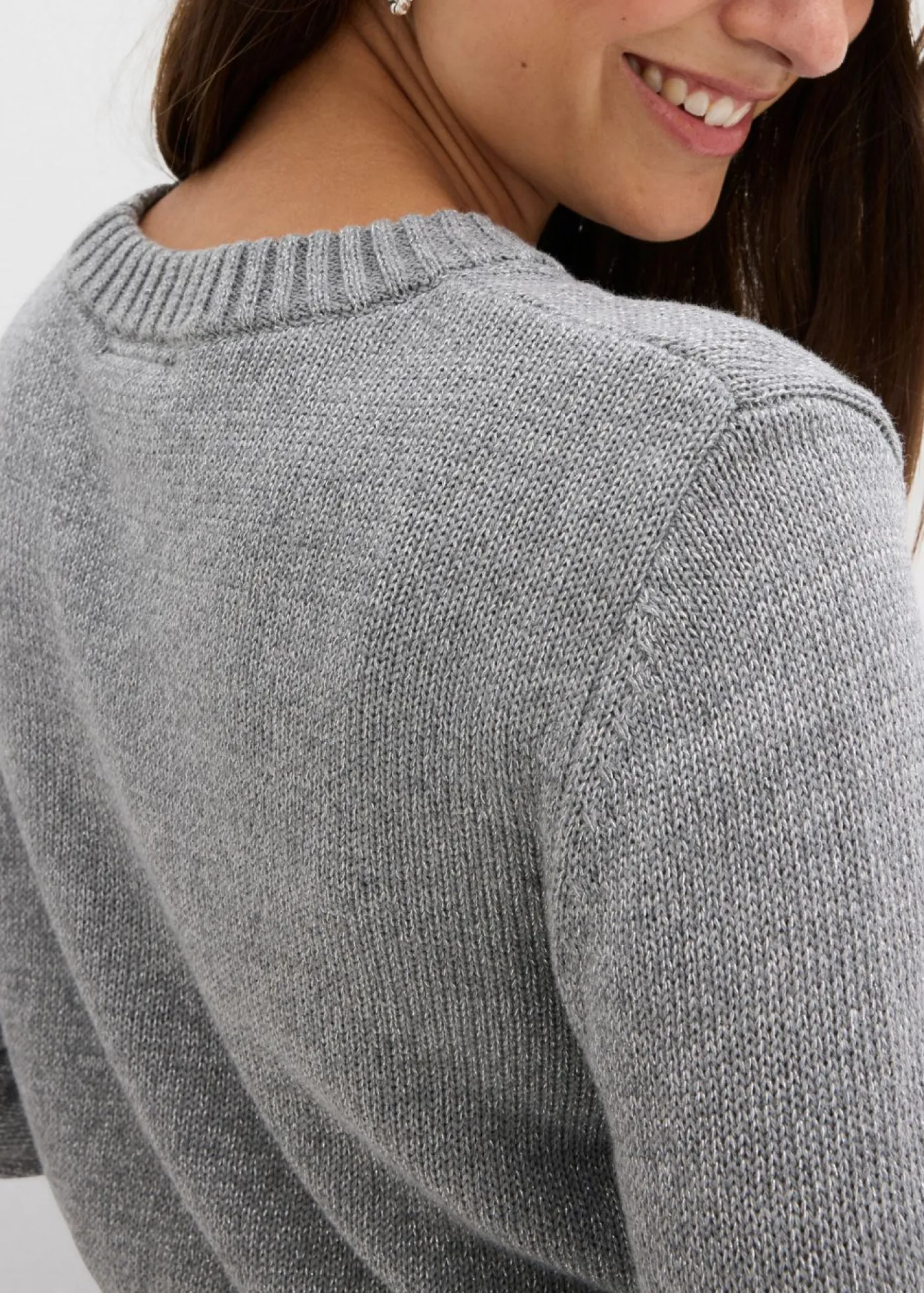 bonprix bonprix Premamá>Conjunto premamá de 2 piezas compuesto por jersey y falda de algodón con hilo brillante Gris jaspeado