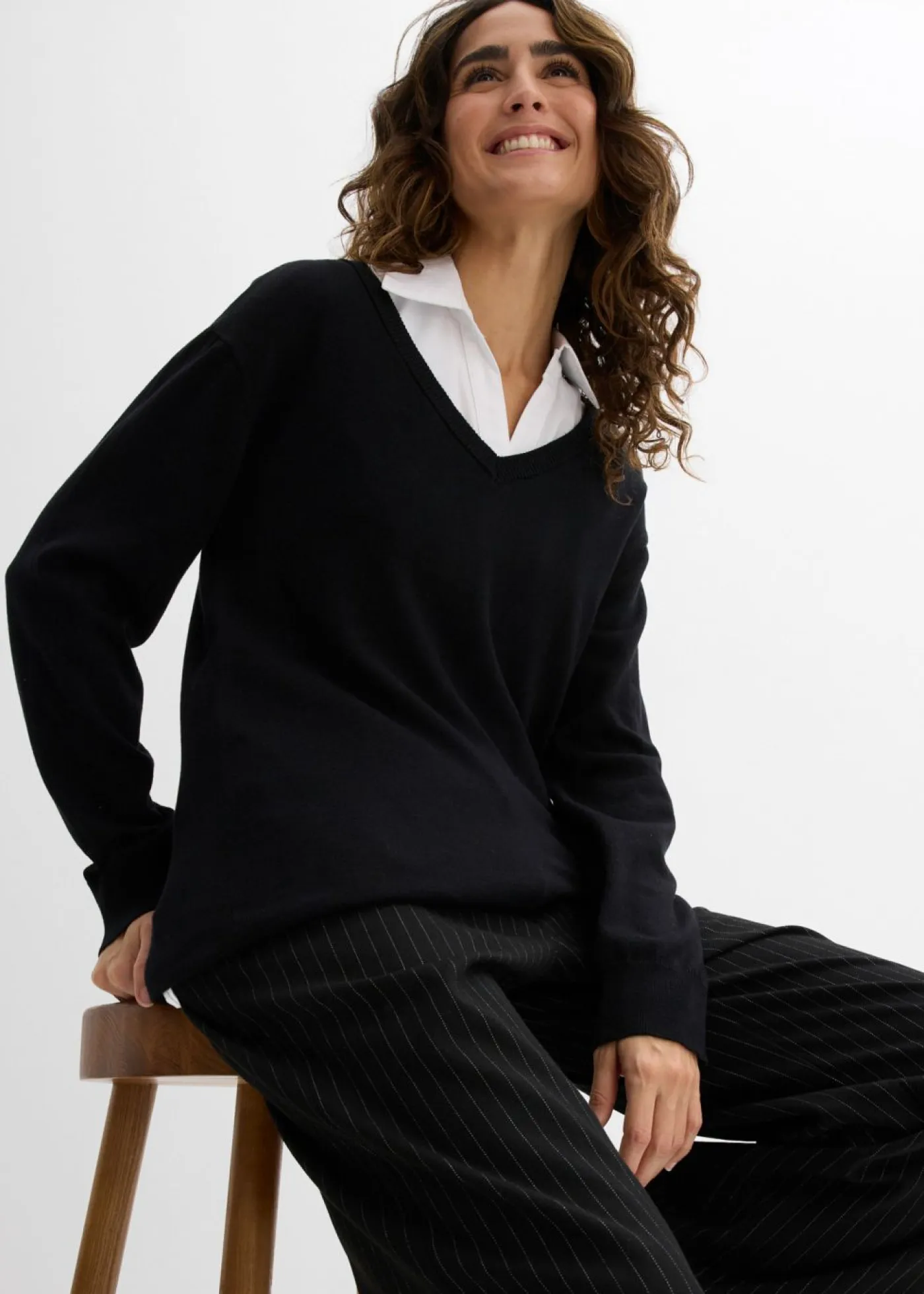 bonprix bonprix Premamá>Conjunto premamá/de lactancia compuesto por jersey y blusa sin mangas de algodón orgánico Negro-blanco