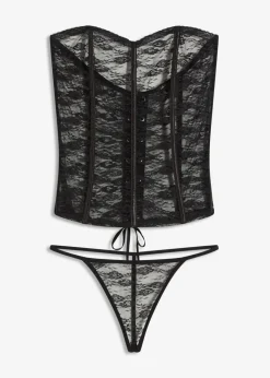 Mujer bonprix bonprix Corsé + tanga de encaje (2 piezas)