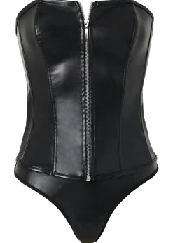 Mujer bonprix VENUS Corsé + tanga de piel sintética (conjunto de 2 piezas)