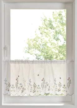 bonprix bonprix Primavera|Cortinas Baratas>Cortina con bordado de flores blanco-multicolor
