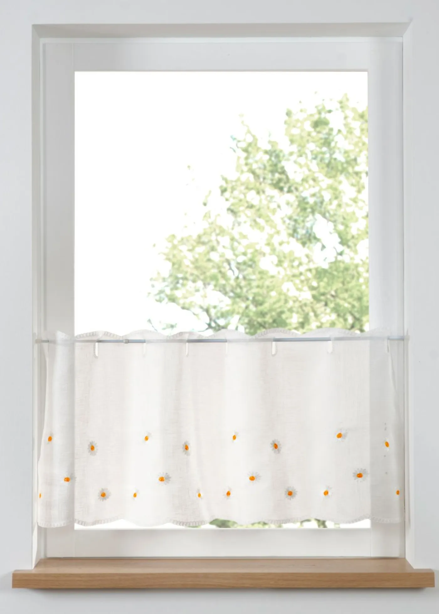 bonprix bonprix Primavera|Cortinas De Primavera>Cortina con bordado de flores Blanco-arena