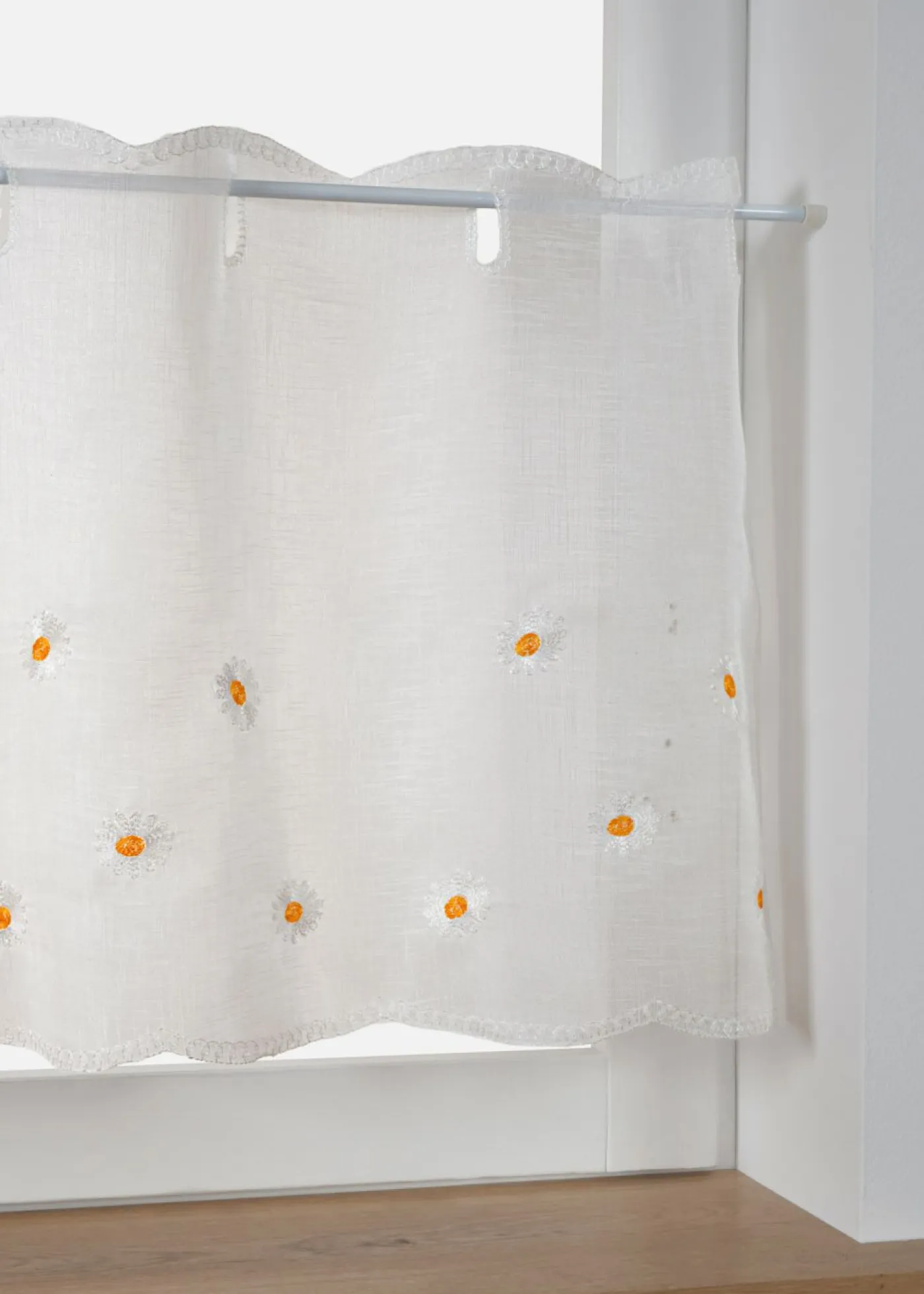 bonprix bonprix Primavera|Cortinas De Primavera>Cortina con bordado de flores Blanco-arena