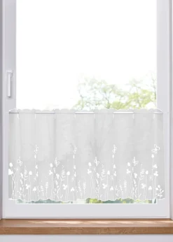 bonprix bonprix Primavera|Cortinas Baratas>Cortina con bordado de flores blanco + blanco