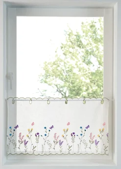 bonprix bonprix Primavera|Cortinas Baratas>Cortina con bordado floral blanco-multicolor