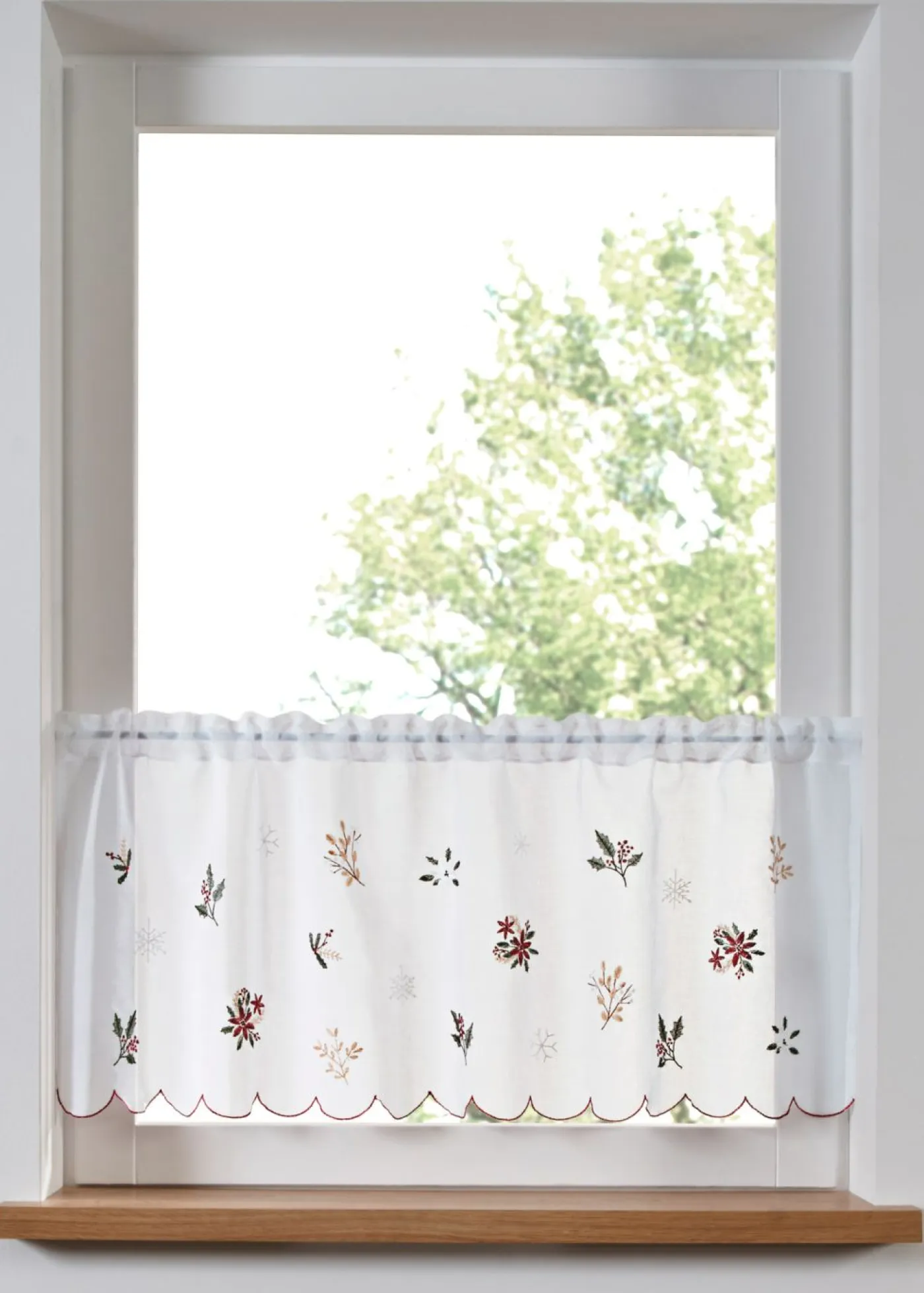 bonprix bonprix Cortinas Baratas|Visillos>Cortina con bordado invernal blanco-multicolor