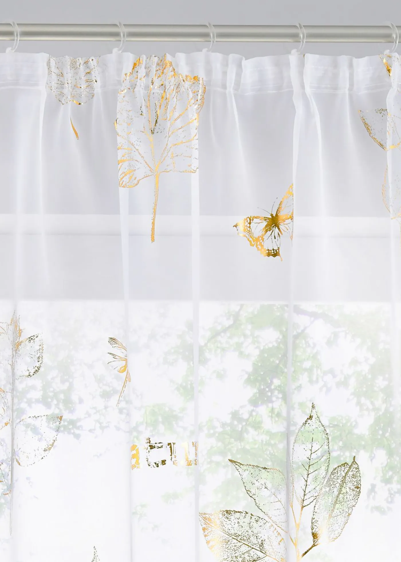 bonprix bonprix Muebles De Sala De Estar·Cortinas De Salón|Todas Las Cortinas>Cortina con estampado brillante (1 unidad) Blanco-dorado