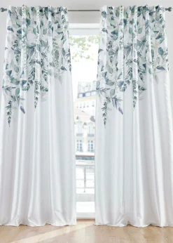 bonprix bonprix Muebles De Sala De Estar·Cortinas De Salón|Cortinas Para Dormitorio>Cortina con estampado de flores (1 unidad) Blanco-verde